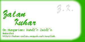 zalan kuhar business card